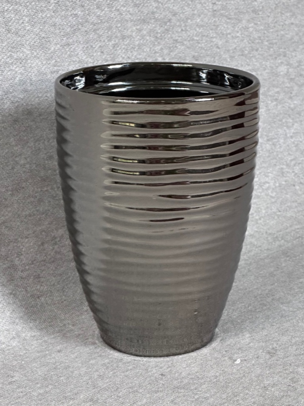 West Elm Ribbed Metallic Ceramic Cylinder Vase